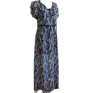 White House Black Market - Feather Print Chiffon Maxi Dress